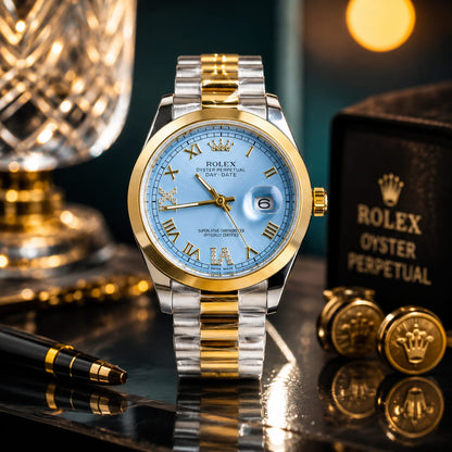 Rolex Black Dial Two-Tone Watch